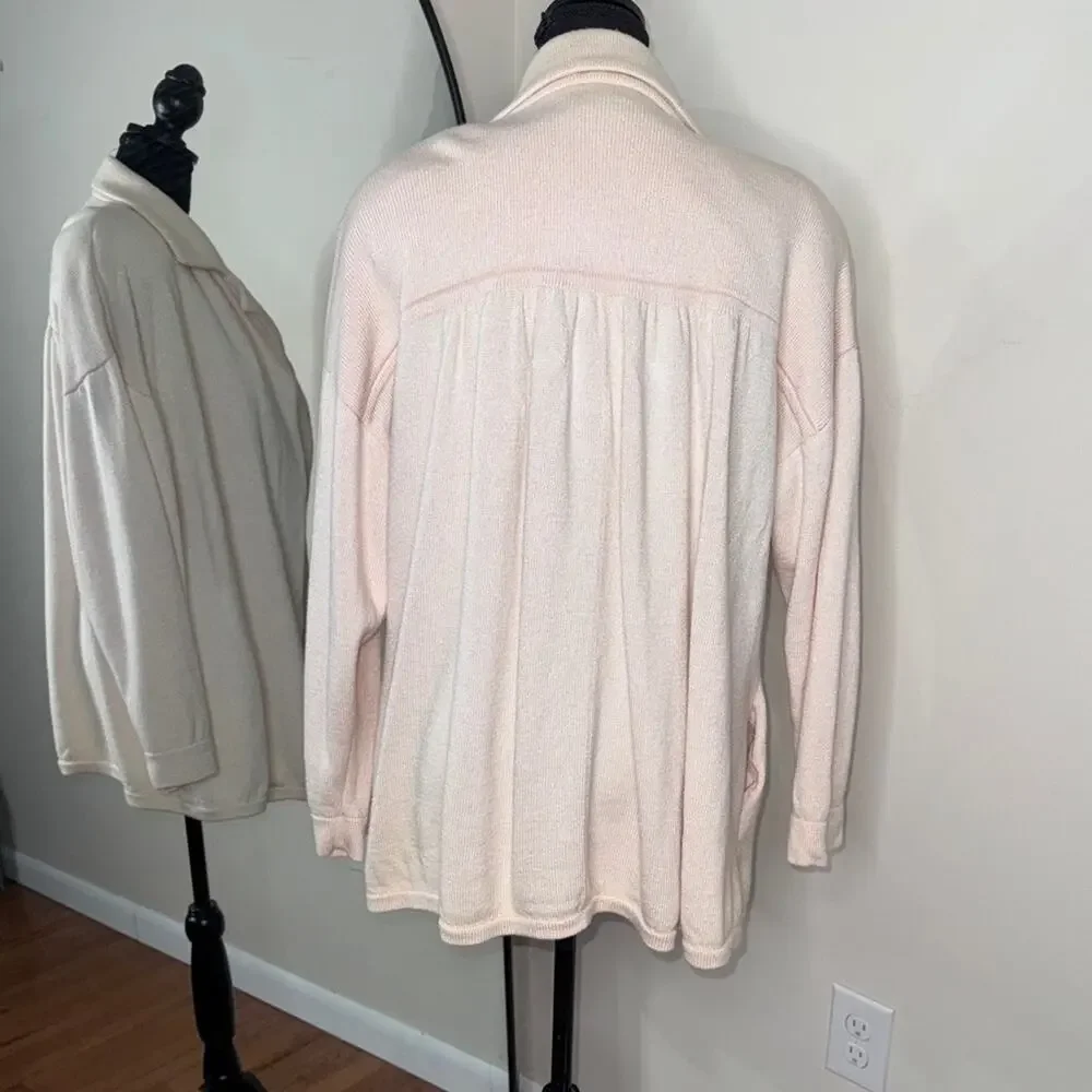 St. John Santana Knit Open Front Blazer Jacket Pink Size L